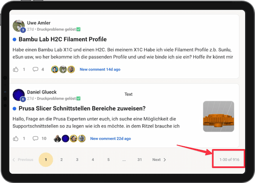 Beiträge mit Druckproblemen und Antworten in der Community
